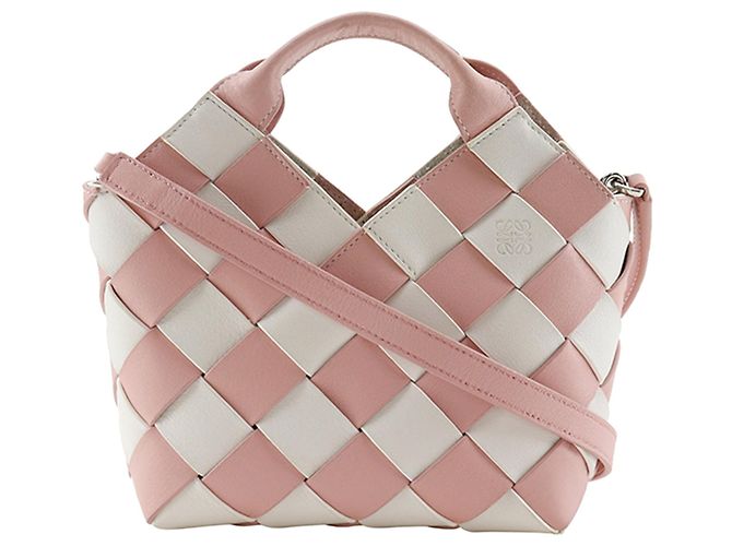Borsa a secchiello Mini LOEWE in vitello intrecciato Gingham Surplus Rosa