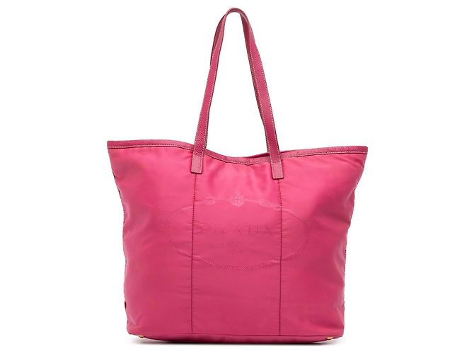 Tote Bag Prada Tessuto Canapa Logo Rosa