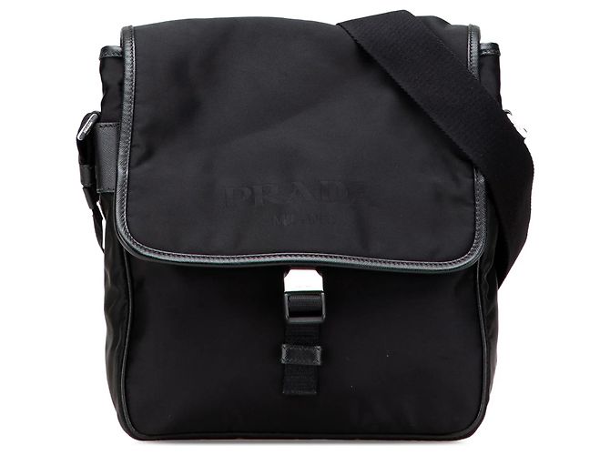 Bolsa Messenger Prada Tessuto com fivela preta Preto