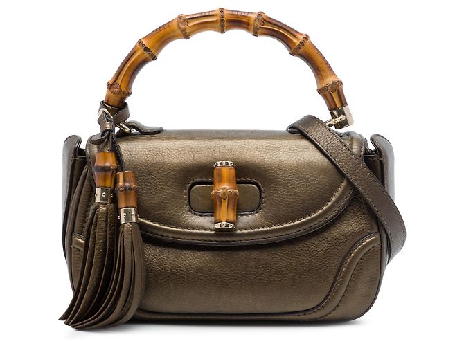 Borsa New Bamboo in pelle marrone Gucci Medium