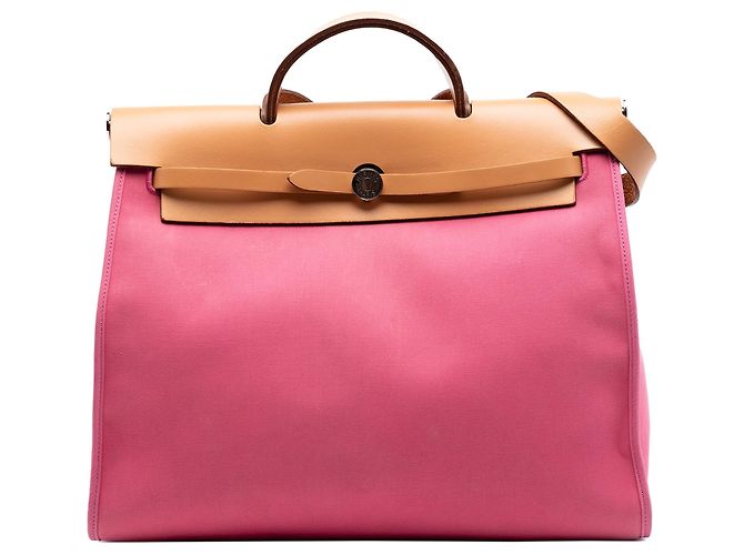 Sac Hermès Toile Herbag Zip 39 Rose