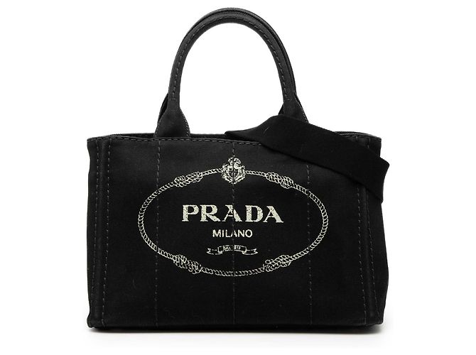 Tote Borsa Satchel Prada Small Canvas Canapa Logo Nera Nero