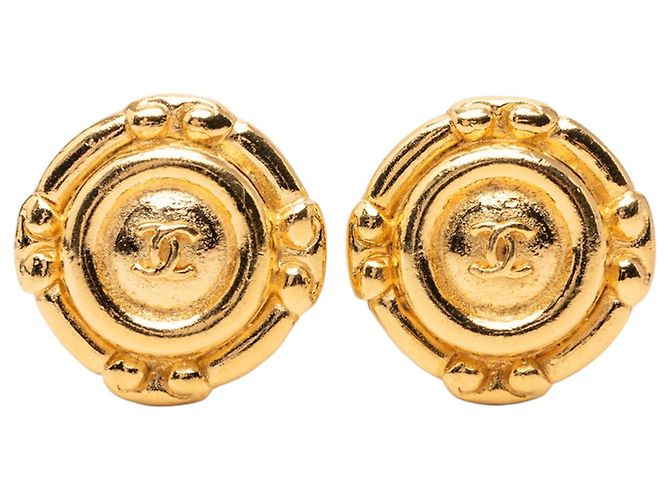 Orecchini a clip rotondi CC Chanel placcati oro D'oro