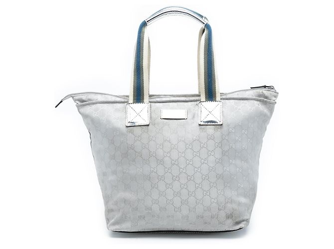 Tote Gucci GG Canvas Web Prateada Prata