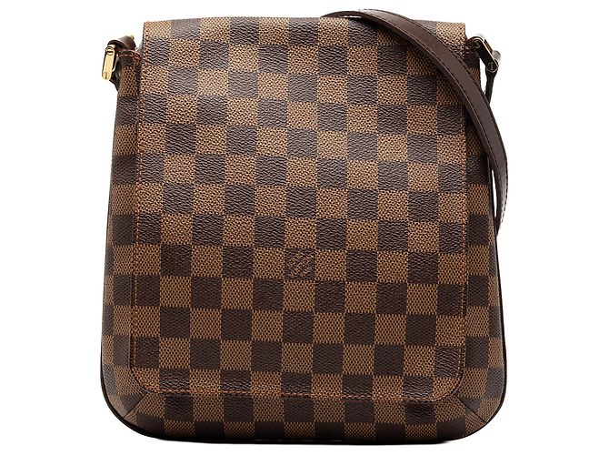 Borsa a tracolla Louis Vuitton Damier Ebene Musette Salsa marrone con tracolla lunga