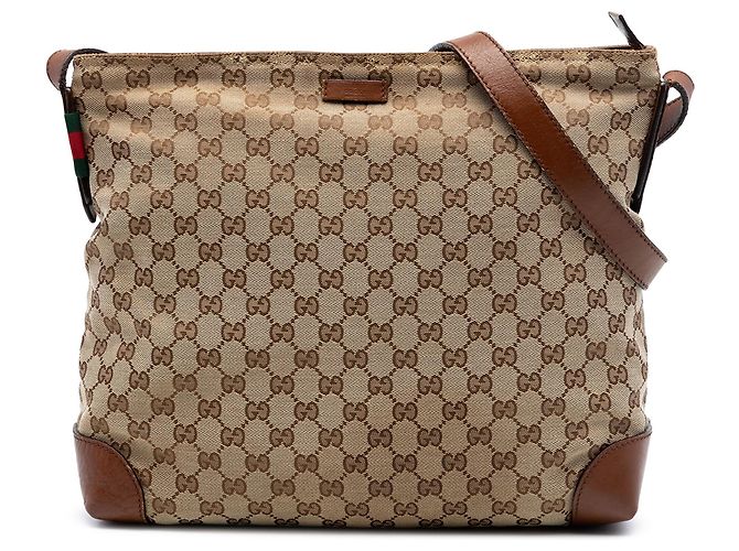 Borsa a tracolla Gucci GG Canvas Web beige