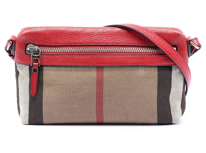 Borsa a tracolla Burberry Farley Small Mega Check Canvas Marrone