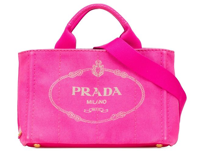 Tote Borsa Prada Small Canvas Canapa Logo Rosa