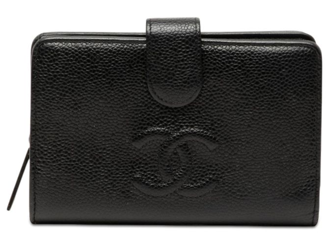 Black Chanel CC Caviar Bifold Wallet Schwarz