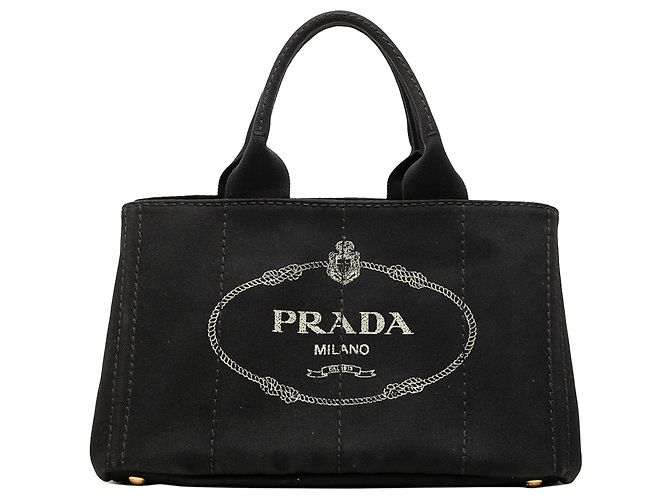 Tote Prada Canvas Canapa Logo Satchel schwarz