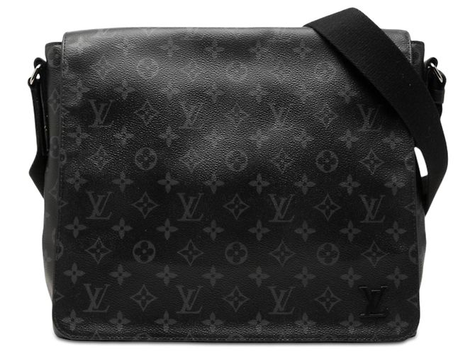 Borsa a tracolla Louis Vuitton District MM Monogram Eclipse Nera Nero 