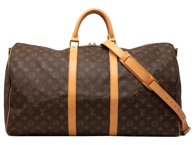 Borsa da viaggio Louis Vuitton Monogram Keepall Bandouliere 55 Marrone