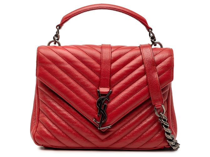 Rote Saint Laurent Medium Chevron Lammleder Monogram College Satchel