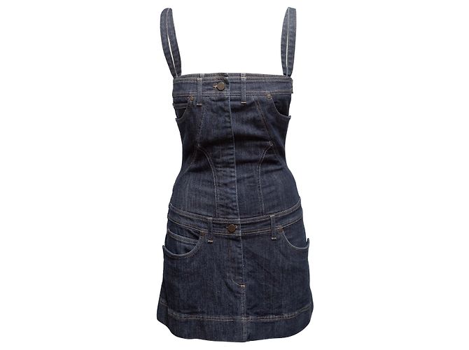 Alexander McQueen Denim Mini Kleid Dark Wash Größe IT 40 Blau