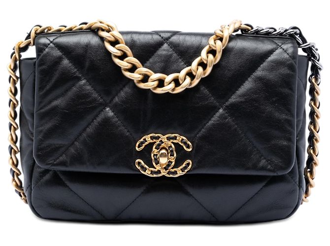 Borsa Chanel 19 Flap Medium in pelle di agnello nera Nero