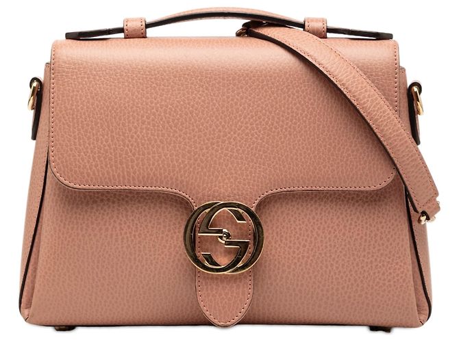 Borsa Satchel Gucci Small Dollar Calf Interlocking G Rosa