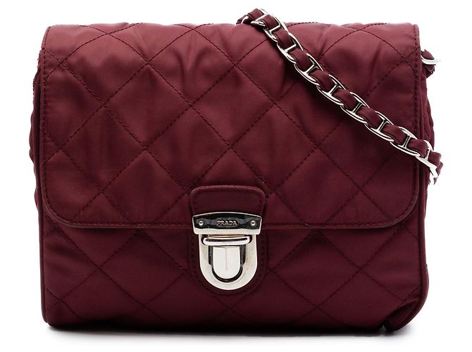Bolsa transversal Prada Impuntu Tessuto vermelha com corrente Vermelho