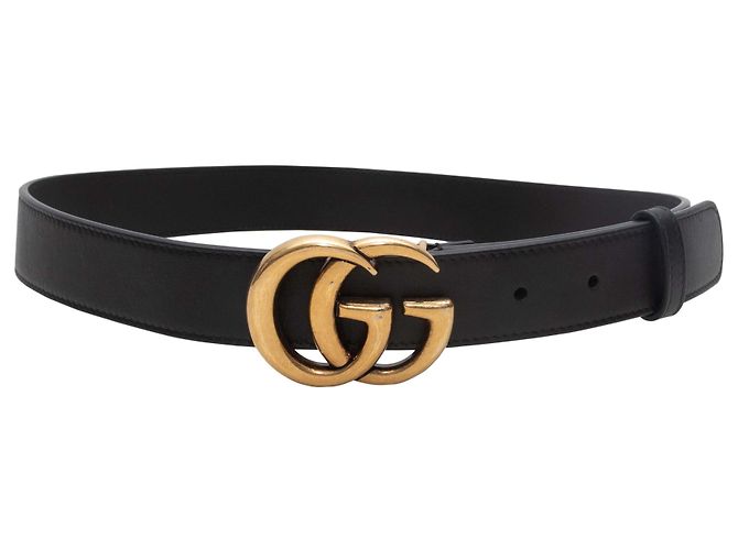 Schwarzer Gucci Leder Running GG Gürtel Größe 30
