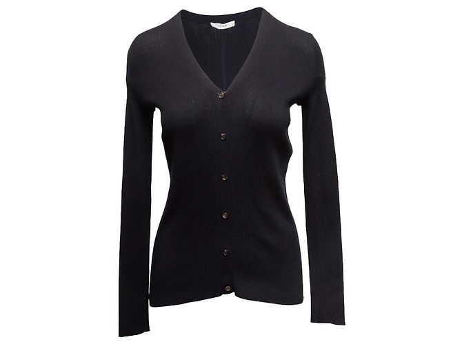 Schwarzer The Row Strickcardigan aus Seidenmischung Rippstrick Grösse US S