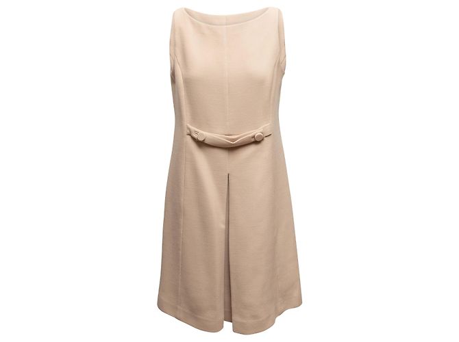 Ärmelloses Prada Shiftkleid aus Virgin Wool in Tan Größe IT 46 Beige