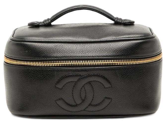 Vanity Chanel CC Caviar Kosmetiktasche Schwarz