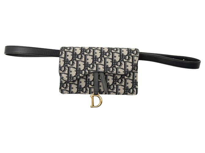 Blaue Dior Oblique Canvas Saddle Gürteltasche
