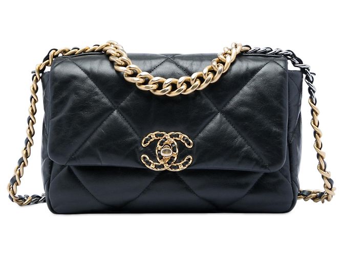 Borsa Chanel 19 in agnello nero, misura Medium