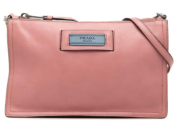 Borsa a tracolla Prada Glace Calf Etiquette rosa