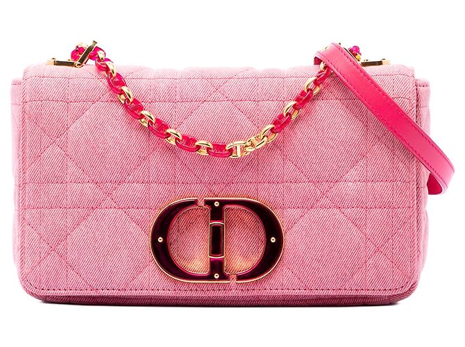 Borsa Dior Medium Denim Macrocannage Caro Rosa