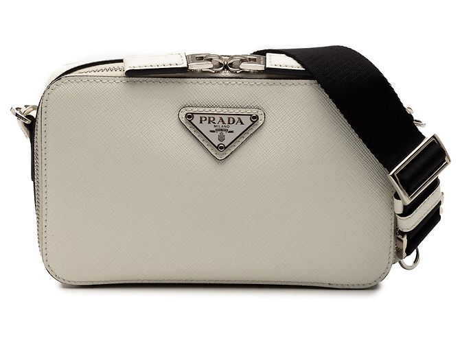 Borsa a tracolla Prada Saffiano Brique bianca Bianco