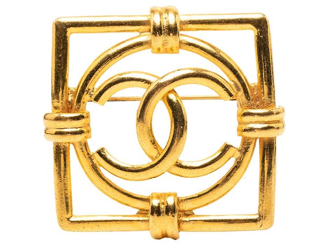 Chanel CC quadratische Brosche vergoldet Golden