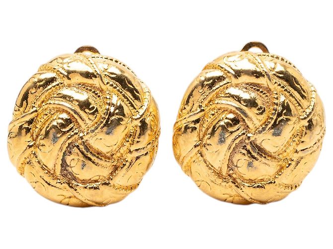 Chanel CC runde Clip-Ohrringe vergoldet Golden