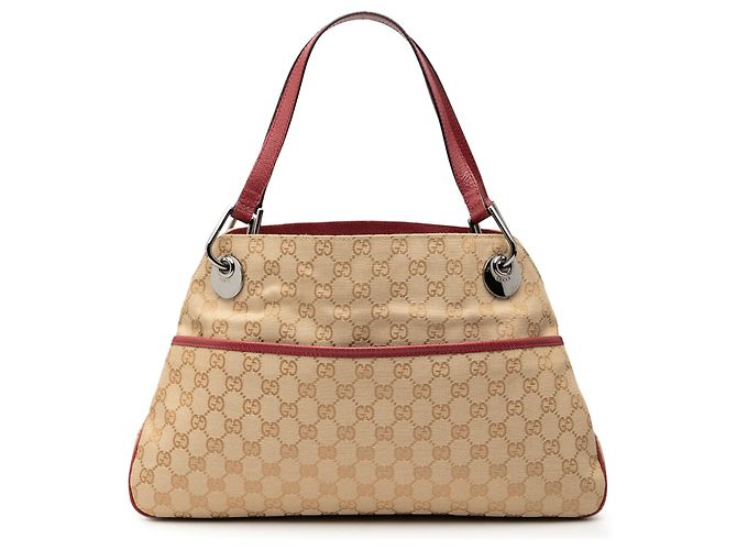 Bolsa de ombro Gucci GG Canvas Eclipse cor Tan Camelo
