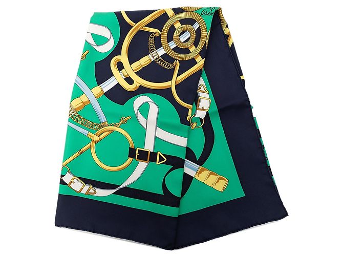 Sciarpa in seta Hermès Eperon d Or verde 90 