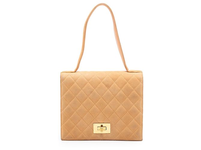 Bolsa Chanel Rita Flap em camurça acolchoada bege