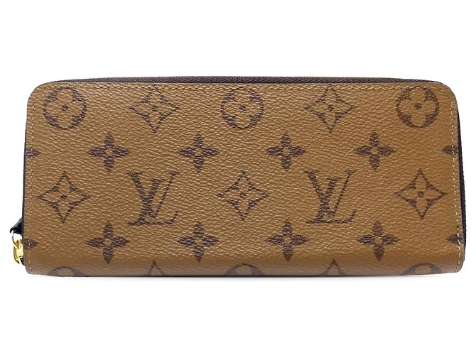 Langer Louis Vuitton Monogram Reverse Clemence Geldbeutel braun