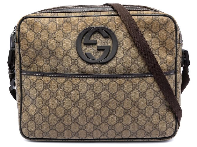 Borsa a tracolla Gucci GG Supreme Interlocking G beige