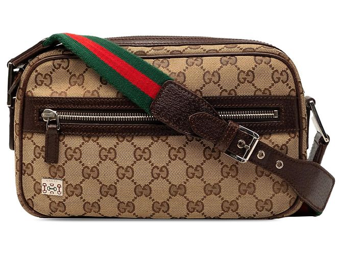 Borsa a tracolla Gucci GG Canvas Web Pop beige