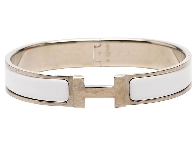 Hermès Clic H Armband schmal Email Weiß GM