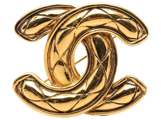 Chanel CC gesteppte Brosche vergoldet Golden