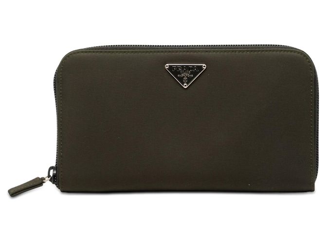 Cartera Zip Around Prada Tessuto verde