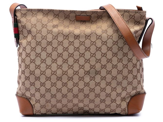 Bolsa transversal Gucci GG Canvas Web bege