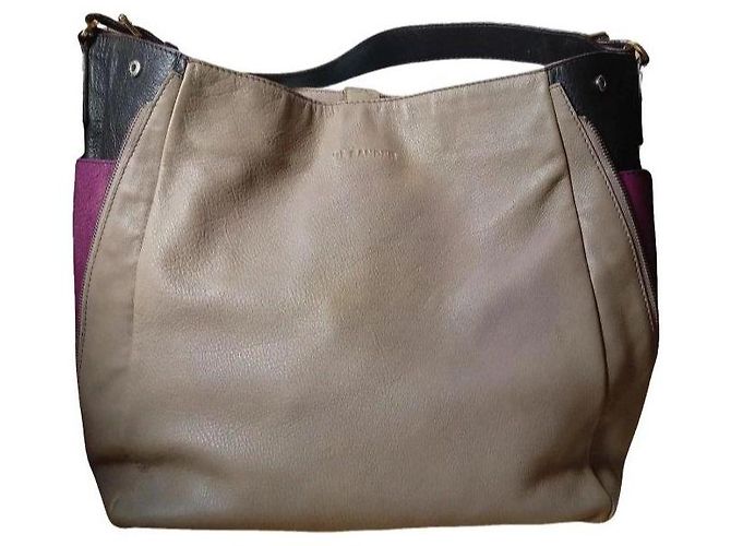 Bolsa Hobo de couro bege Jil Sander Preto Roxo