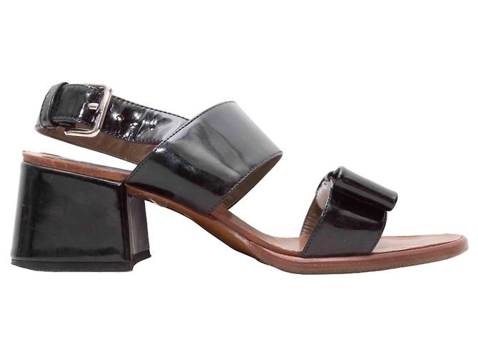 Schwarze Marni Lackleder-Slingback-Sandalen mit Absatz Größe 36.5