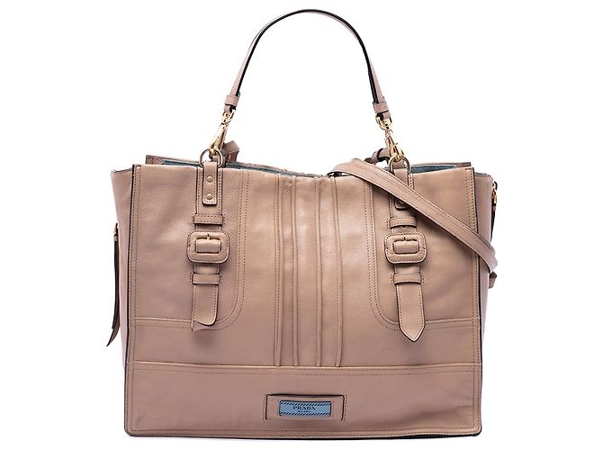 Bolsa Etiquette em couro de bezerro marrom Prada