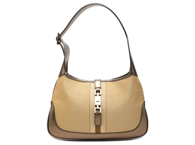 Borsa a tracolla Gucci Canvas Web Jackie marrone
