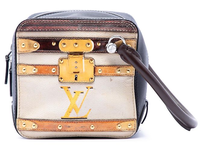 Bolsa satchel Louis Vuitton Transformed Canvas Time Trunk Square marrom