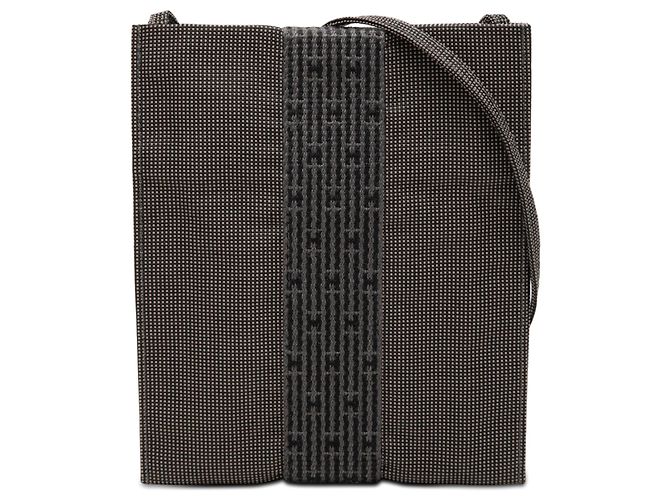 Graue Hermès Herline Canvas Crossbody Pochette Tasche