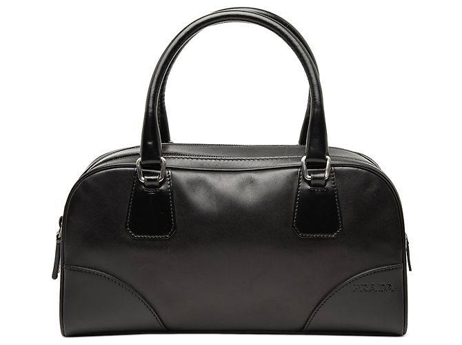 Bolso bowling de piel de becerro suave negro Prada