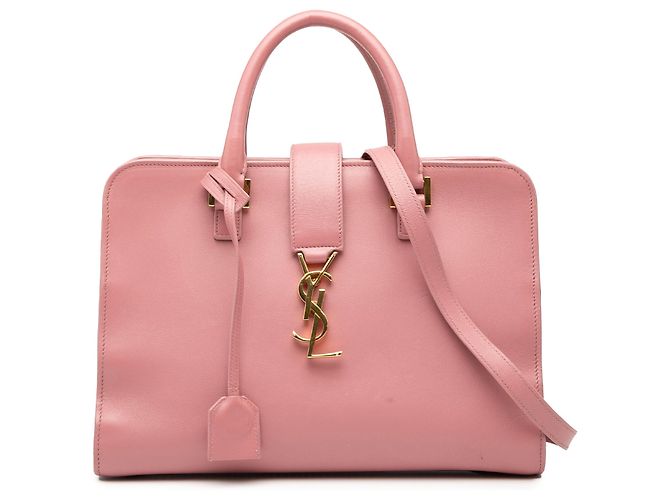 Piccola borsa cabas in pelle con monogramma rosa Saint Laurent